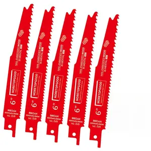 5 Pack 6 Inch and 9 Inch 6/12 TPI Reciprocating Saw Blade for Nail-Embedded Wood Cutting, Bi-Metal Saw Blades for Pallet Cutting, Pruning, Garden Trimming