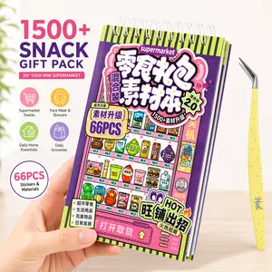 Retro Vintage Peel-and-Stick Snack Sticker Book with Tweezers, Kawaii Aesthetic Scrapbooking Stickers for Journaling, DIY Crafts, Cute Stress Relief Gift for Adults, Peel&Stick