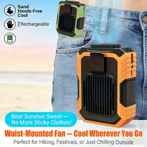 Ntaanoo 2026 Portable Waist Clip Fan 4000mAh Rechargeable with LED Light 3-Speed 13000RPM Strong Airflow Hands-Free Belt Fan for Camping Outdoor Work Hiking Fishing Gift for Dad - Usb, Adjustable