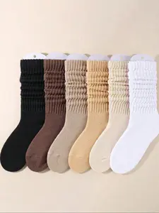 12 Pairs Simple Style Wave Pattern Socks, Comfortable Fitted Casual Design, All Season Moderate Fabric, Versatile & Stylish Footwear