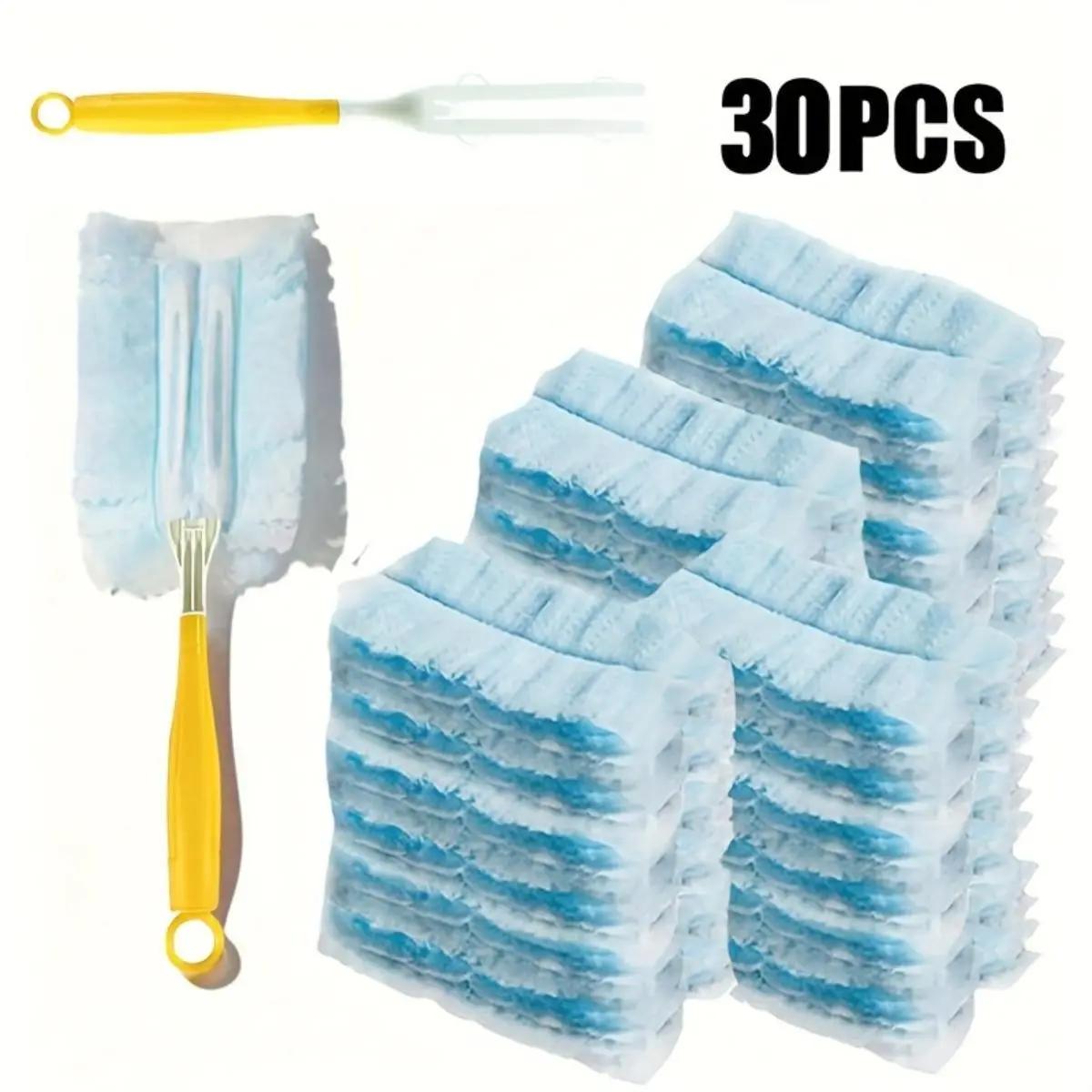 30-Piece Disposable Electrostatic Duster Set with Handle, Strong Dust Adhesion, Eco-Friendly Non-Woven Material, Ideal for Home Cleaning, Disposable Dusters