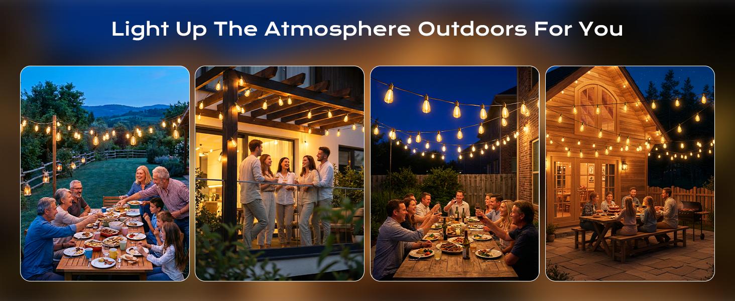 Brightown 52FT Solar String Lights Outdoor Waterproof, Patio Lights with Remote and 15+1 LED Shatterproof Bulbs, Dimmable & Timable, 3 Light Modes, Solar Lights Outdoor for Yard Garden Camping Party Brightown 52FT Solar String Lights Outdoor Waterproof, Patio Lights with Remote and 15+1 LED Shatterproof Bulbs, Dimmable & Timable, 3 Light Modes, Solar Lights Outdoor for Yard Garden Camping Party