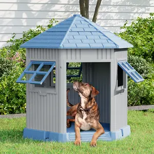 Summervibes LHBCRAFT Pet house Slanted Roof Rainproof Shim Ventilation system Overhead Waterproof Floor Ground Nail,