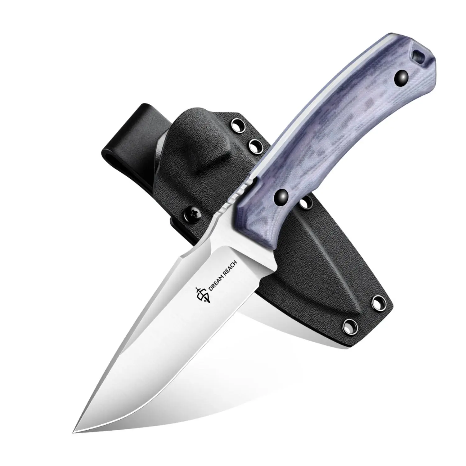 DREAM REACH Outdoor Camping Knife with Contoured Ergonomic Handle, Short Blade, Sheath & Multiple Carry Options - Camping Gear for Daily Use, Ideal Gift Choice
