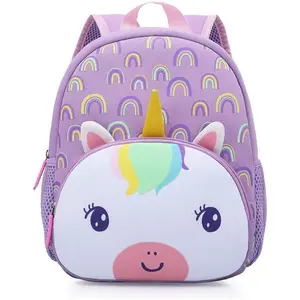 KF5-CBP33  Preschool Backpack Toddler Neoprene Animal Schoolbag Lunch backpack for Kids Boys Girls(Rainbow Unicorn)