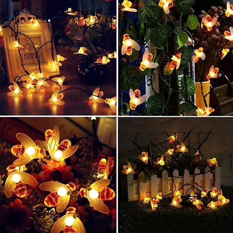 Solar 50pcs LED Bee String Lights - Cute Bee Garden Decoration for Wedding, Party, Christmas Tree and Home Yard - Warm Glowing Plastic Fairy Lights with Realistic Design, Garden Decoration Lighting | Whimsical Garden Lights | Outdoor Solar Decorations Solar 50pcs LED Bee String Lights - Cute Bee Garden Decoration for Wedding, Party, Christmas Tree and Home Yard - Warm Glowing Plastic Fairy Lights with Realistic Design, Garden Decoration Lighting | Whimsical Garden Lights | Outdoor Solar Decorations
