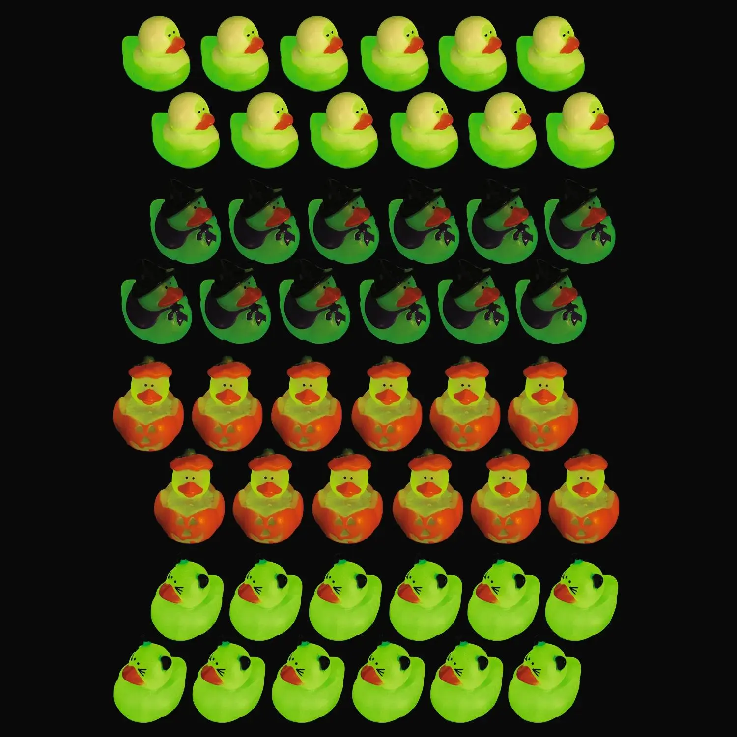 1" Bulk 120 Pc. Mini Glow-in-the-Dark Halloween Rubber Ducks