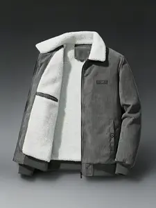 Men's Velvet Lining Wool Jacket, Autumn Winter Outerwear, Warm and Cozy, Perfect for Cold Weather, Stylish Men's Clothing