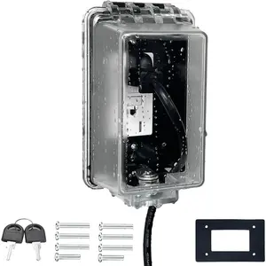 Universal Weatherproof Electrical Outlet Cover with Lock,  Proof Outlet Lock Box, Fits  2.6 "H x 2.56 "W or Smaller Plugs, Clear Outlet  Cover Box Fit for Outdoor In-Use