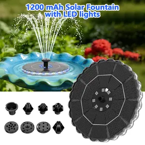 3.5W Solar-Powered Colorful LED Floating Fountain Pump, 1200 mAh Built-In Battery, 7 Water Features, for Garden Decor, Bird Bath, Outdoor Decor,summervibes