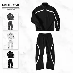 Men's Vintage Sportswear Set Black and White Patchwork Half Zip Hoodie and Joggers Trendy Unisex Casual Comfortable Skin-Friendly Loose Fit Slimming Street Style Two-Piece Outfit coat outdoor clothing windbreaker fit