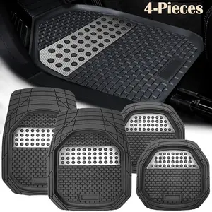 Automotive Floor Mats - Heavy-Duty Rubber Floor Mats for Cars, Universal Fit Full Set, Climaproof & Trimmable Floor Mats for Most Sedan, SUV, Truck, Black