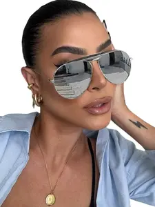 Mirror Pilot Sunglasses, Fashionable Retro Style Unisex Glasses, Modern Couple Match, Perfect for Parties and Daily Wear, Outdoor Casual Design