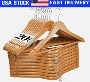 20Packs Wooden Hangers Suit Hangers Premium Natural Finish Cloth Coat Hangers