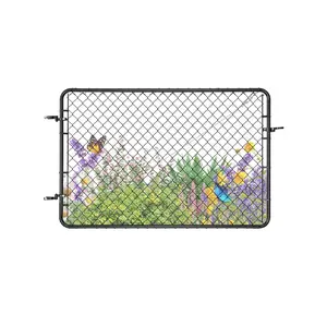 VEVOR Chain Link Fence Gate, 72x 46 in, Adjustable Chain Link Fence Panel, Fit 2.2-6 ft (W)x 6 ft (H) Garden Fence Gate Opening, Fencing Gate with Plastic Coating, for Farm Black, Posts Not Included