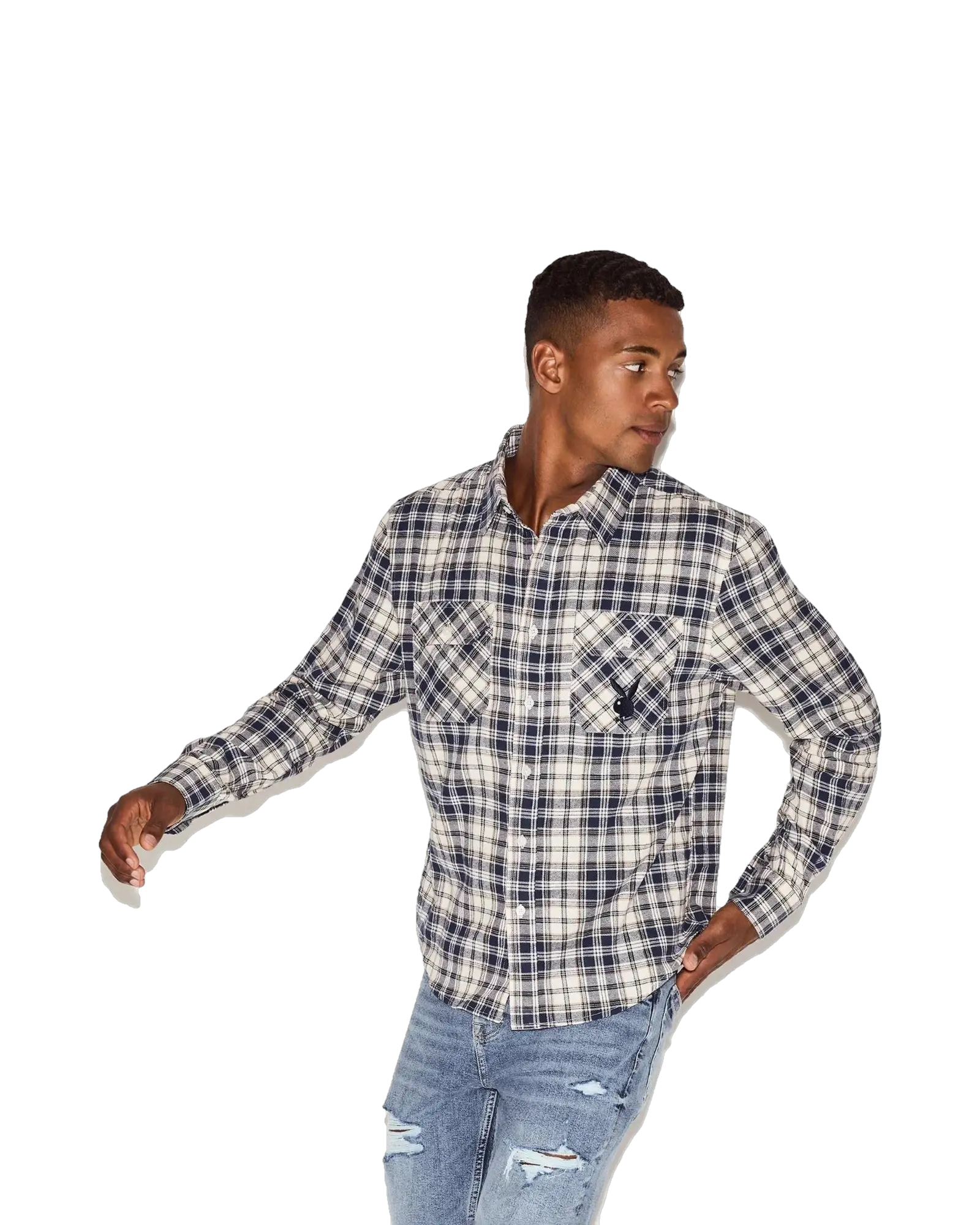 Playboy Men's Flannel Long Sleeve Shirt