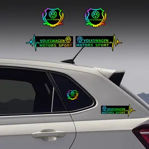 4pcs for Volkswagen(Multiple logos available) Color changing with light PC laser color gradient decals. Car stickers. Colorful and changing with light.