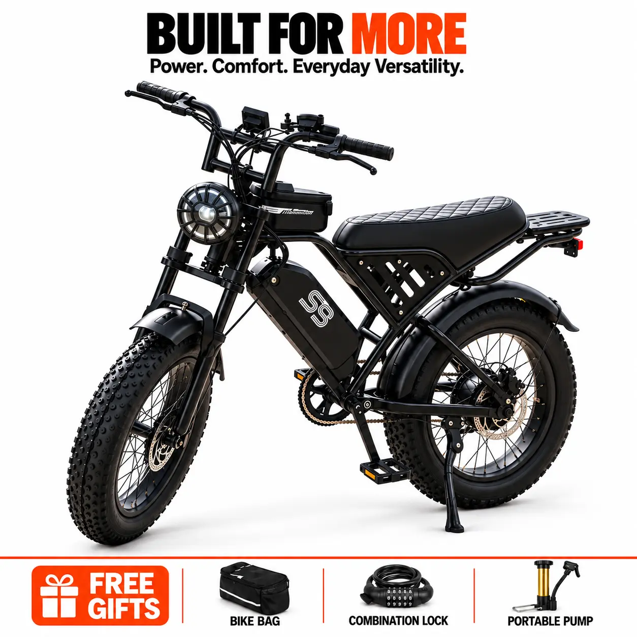 Kazeflow S9 Electric Bike for Adults, 2500W Peak, 36MPH, 100-Mile Range, 48V 23Ah Removable Battery, 20x4 Fat Tire All-Terrain Ebike for Hunting & Fishing, NFC Unlock, 330lb Load