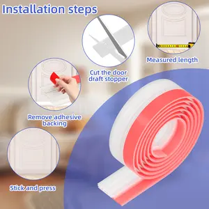 1m/2m Door Seal Strip with Multi-holes Design for Good Sound Insulation Adhesive Seal Strip Weather Stripping Door Draft Stopper