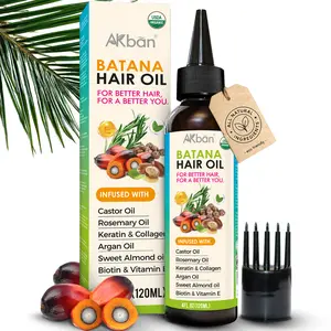AKban Hair Growth Oil with 100% Pure Batana Castor Rosemary & Pumpkin Seed Oils Infused with Biotin Keratin & Vitamin E Strengthening & Thickening Treatment for Healthy Hair 4 FL OZ
