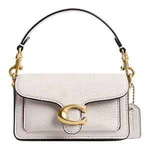 COACH Tabby 12 Classic C-Logo Top Handle Crossbody Shoulder Bag for Women, Mini Style in Chalk White