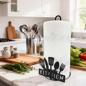 Kitchen Metal Paper Towel Holder, Iron Art Paper Towel Stand for Kitchen Living Room Bedroom Coffee Table, Durable Structure, No Paper Included