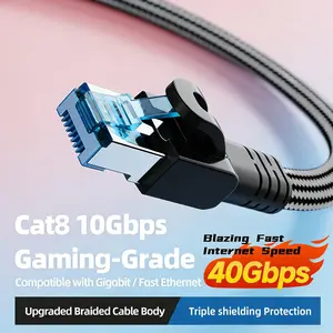 8-Port Flat Gigabit Network Cable, 40gbps Transmission Rate, 2000mhz Bandwidth, Router/optical Modem/desktop PC/laptop/network TV Compatible