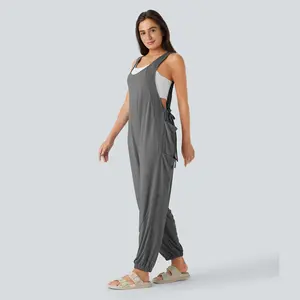 Halara U Neck Drawstring Multiple Pockets Casual Jumpsuit