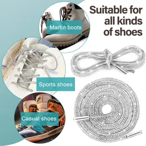 1 Pair-2PCS Glitter  Rhinestone Shoe Laces, Summer Upgraded Exquisite Shiny Hoodie & Shoelaces Footwear Decor for DIY Canvas Shoes/Clothing/Bags No-Tie Anchors Set Tactical Bedroom