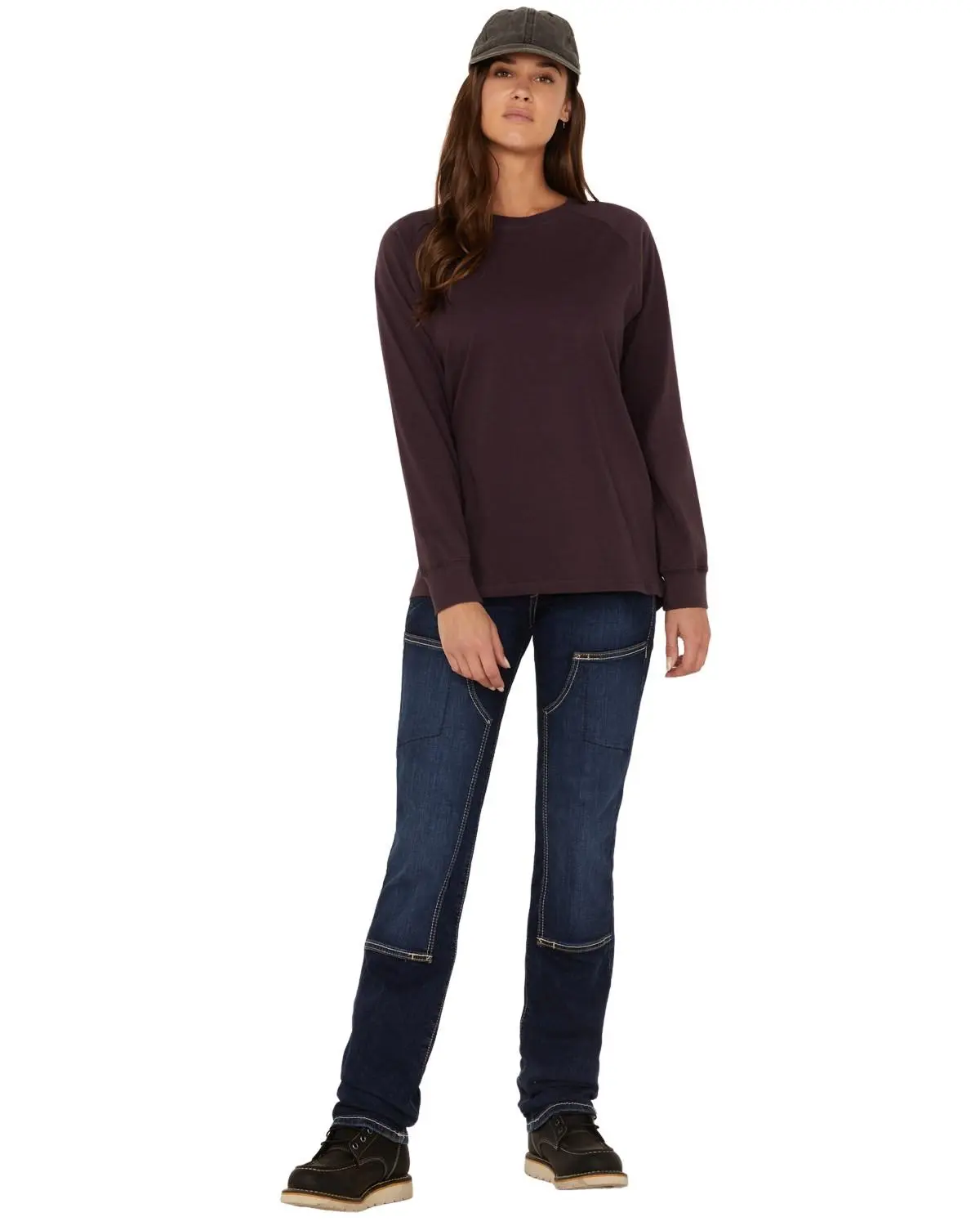 Ariat Women's Rebar Camden Medium Wash Flex Riveter Double Front Slim Leg Work - 10036684
