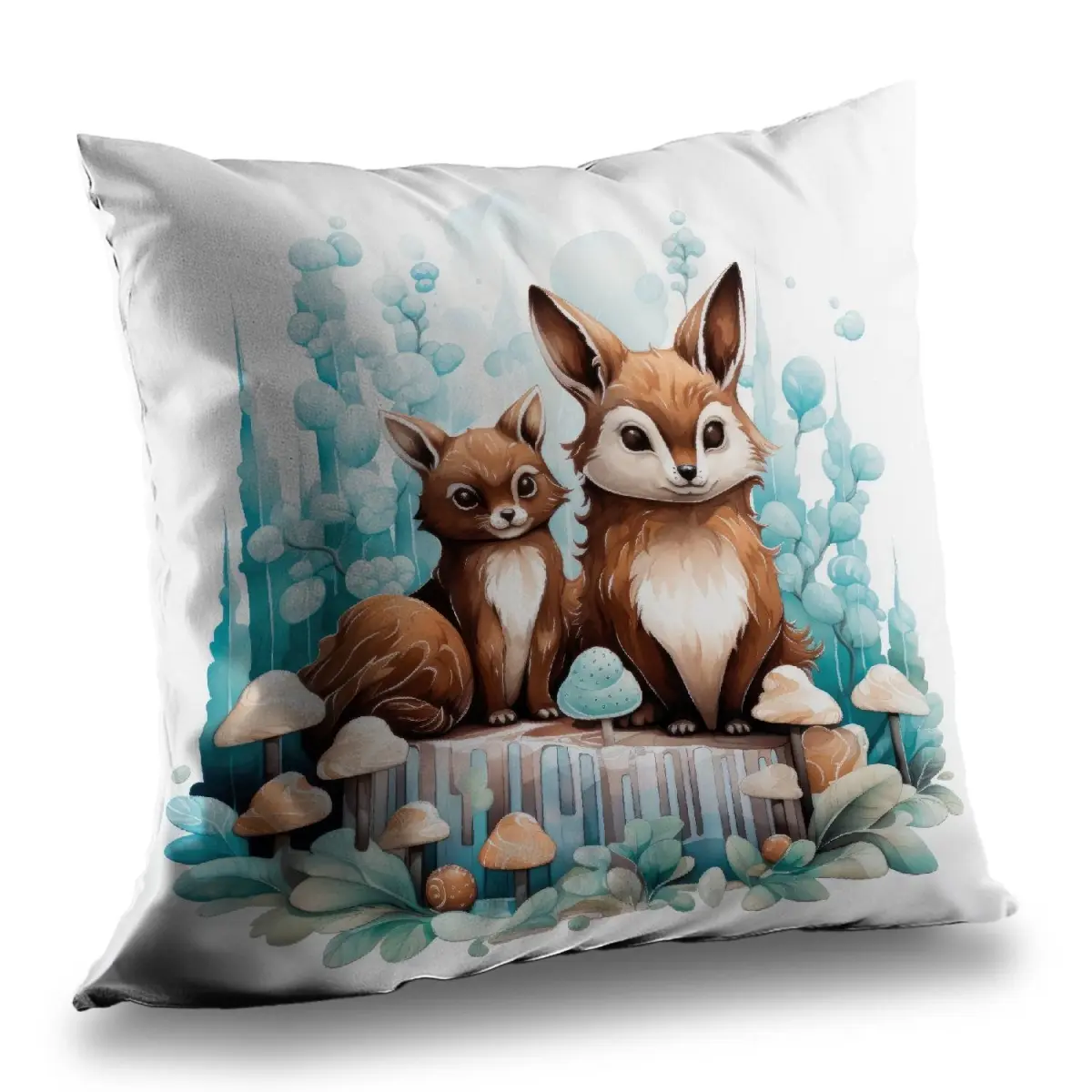 MWW C1PC1414BZ4H7Y 14 x 14 in. Two Pals Turquoise Polyester Twill Throw Pillow - Home Decor Accent