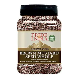 Pride Of India – Brown Mustard Seed Whole – Gourmet Indian Spice – Hot & Spicy Flavor – Ideal Seasoning for sauces/dips/Spice Blends – Easy to Store – 12 oz. Medium Dual Sifter Bottle