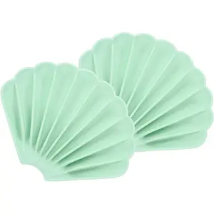 2Pcs Small Soap Dish, Silicone Bathroom Soap Holder Shell Shape Bar Soap Dish Self-Draining Soap Tray for Shower, Bathroom, Kitchen, Counter Top (Light Green)