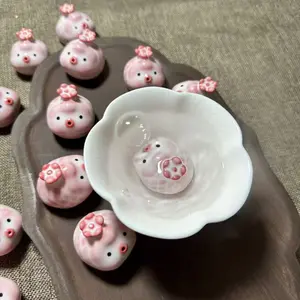 Miniature Thermo-Activated Bubble Fish Tea Pet - Hot Water Reactive Decor, Ceramic Desktop Fountain Ornament for Tea Ceremony Display, Dollhouse, Display