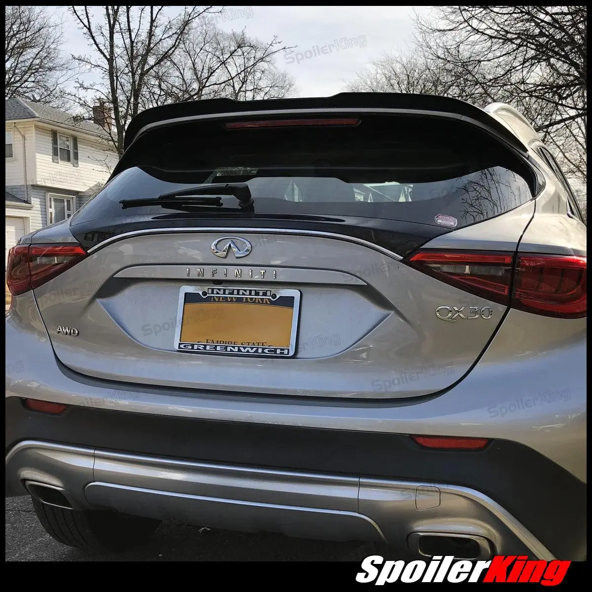 Spoiler King Satin Polyurethane Car Rear Spoiler Extension Gurney Flap (284FSE) - Flexible Fit, Pre-Installed for Infiniti QX30 (H15) 2017-2019, Factory-Style Direct Mount, Enhances Look, Car Accessories