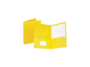 Tops Pendaflex 57509 Twin-Pocket Portfolio  Embossed Leather Grain Paper  Yellow