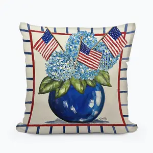 Kristies Americana Hydrangea Square Pillow: 18" x 18"