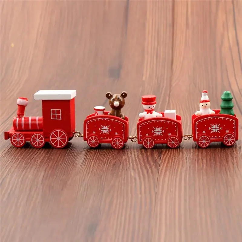 Christmas Train Painted Wood Decoration - Festive Ornament