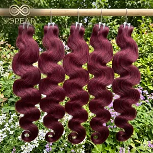 JOPEAR【Premium Upgraded】30 Inch Burgundy Body Wave Bundles Colored #99J Brazilian Bundles Human Hair Unprocessed Wine Red Raw Hair Extensions 3 4 Bundles #Summer