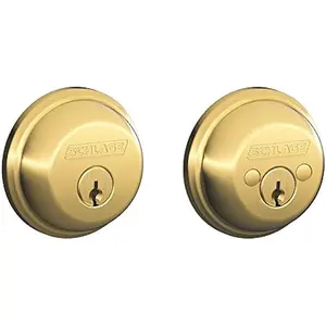 SCHLAGE B62N505 Deadbolt, Keyed 2 Sides, Bright Brass