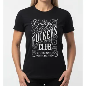 "Grumpy Fu*kers Club" Graphic Tee |   Funny Bold Statement Illustration T-Shirt |   Soft Breathable All-Season Fabric |   Trendy Relatable Humor Gift Unisex Top