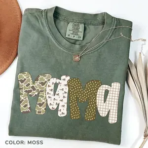 Comfort Colors Mama Camo Mallard Duck Hunting Old School Camouflage Vintage Fall Tshirt Trendy Preppy Mom Hunting Girly Tshirt