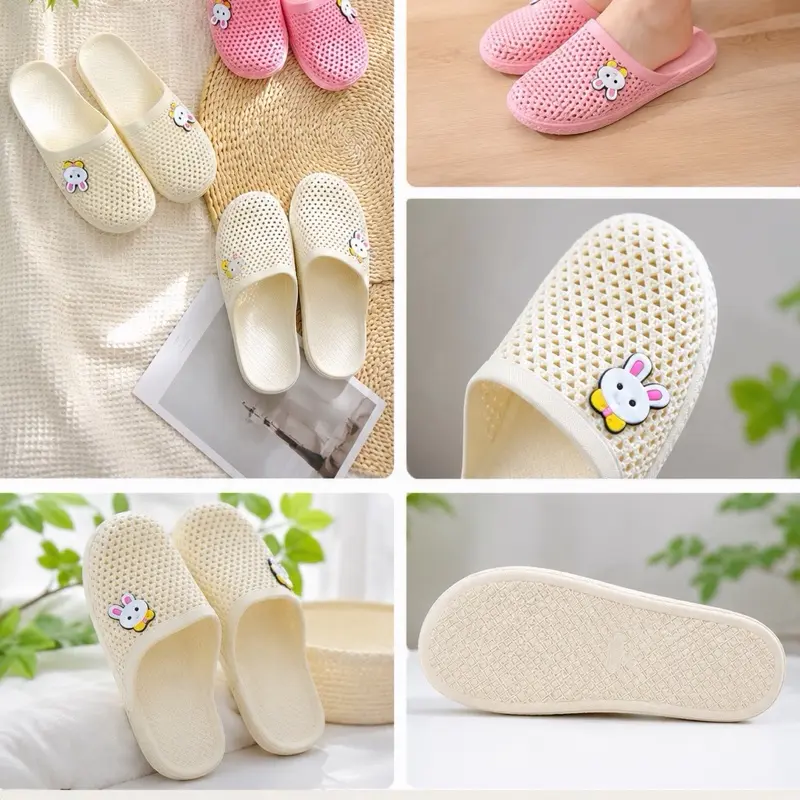 Cute Bunny Garden Clogs - Breathable Slip-On Sandals, 3 Color Options Available