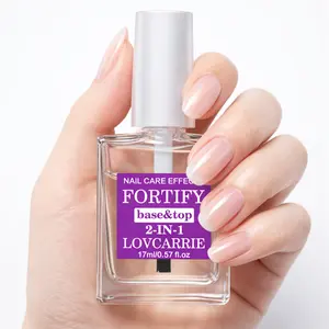 LOVCARRIE Nail Care Fortify Base & Top 2-in-1 Promotes Growth Strengthens Nails No UV Lamp Required Repairs Damaged Nails Natural Color 17ml/0.57fl.oz