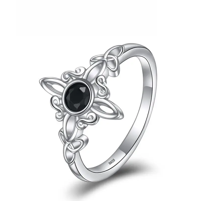Women's  Witch's Knot Ring - Celtic Trinity Knot Witchcraft Ring for Pagan Wicca Moon Irish Celtic Jewelry, Witchcraft Rings