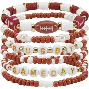 Football Baseball Soccer Beaded Bracelets for Women Stackable  Day  Theme Bracelet