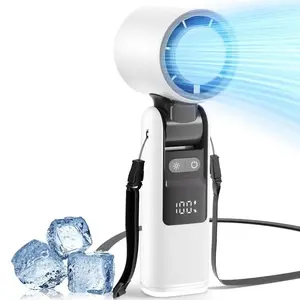 Portable Handheld Turbo Fan, 5 Gear High Speeds Foldable Fans, LED Display, Powerful Turbo Cooling Airflow, USB Rechargeable Fan, for Outdoor Activities, Travel, Working, USB Handheld Fan