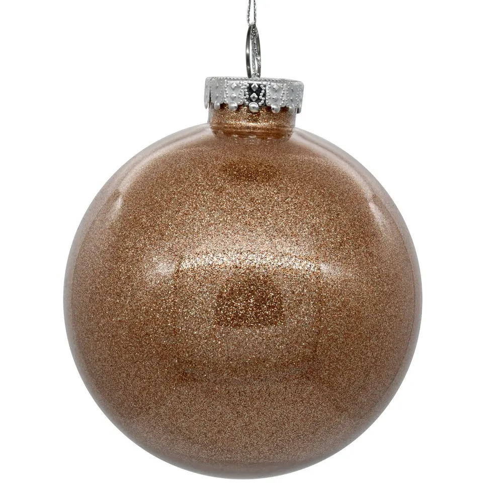 Vickerman N211580 6" Clear Ball Christmas Ornament With Cafe Latte Glitter Interior 4 Pieces Per Bag