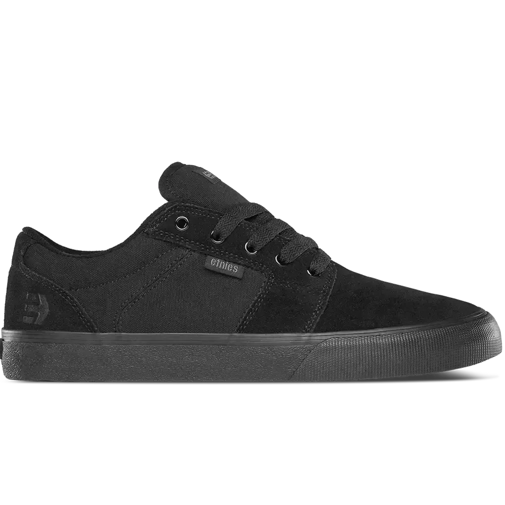 ETNIES Barge LS Skate Shoes - Black Low-Top with Slimmer Profile & Improved Support for All Seasons Skateboarding - Sneaker
