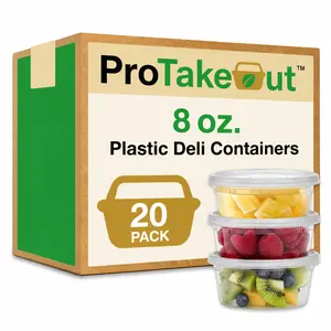 ProTakeOut, [8 oz] Heavy-Duty PP Deli Containers with Lids – 20 sets | Microwave & Freezer Safe | Durable, Leak-Resistant & Reusable | Ideal for Food Storage, Meal Prep, Restaurants & Catering